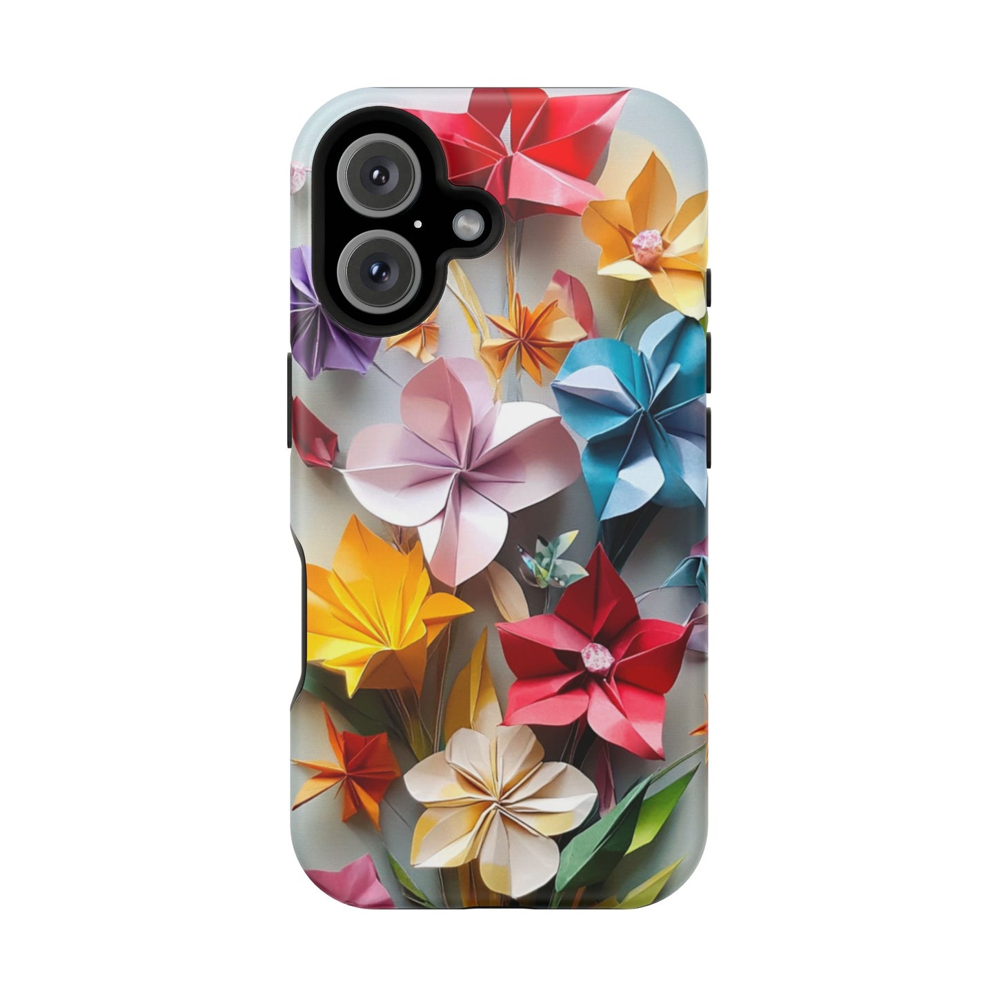 Flower Oragami Effect Magnetic Tough Case, MagSafe, iPhone 16 15 14 13