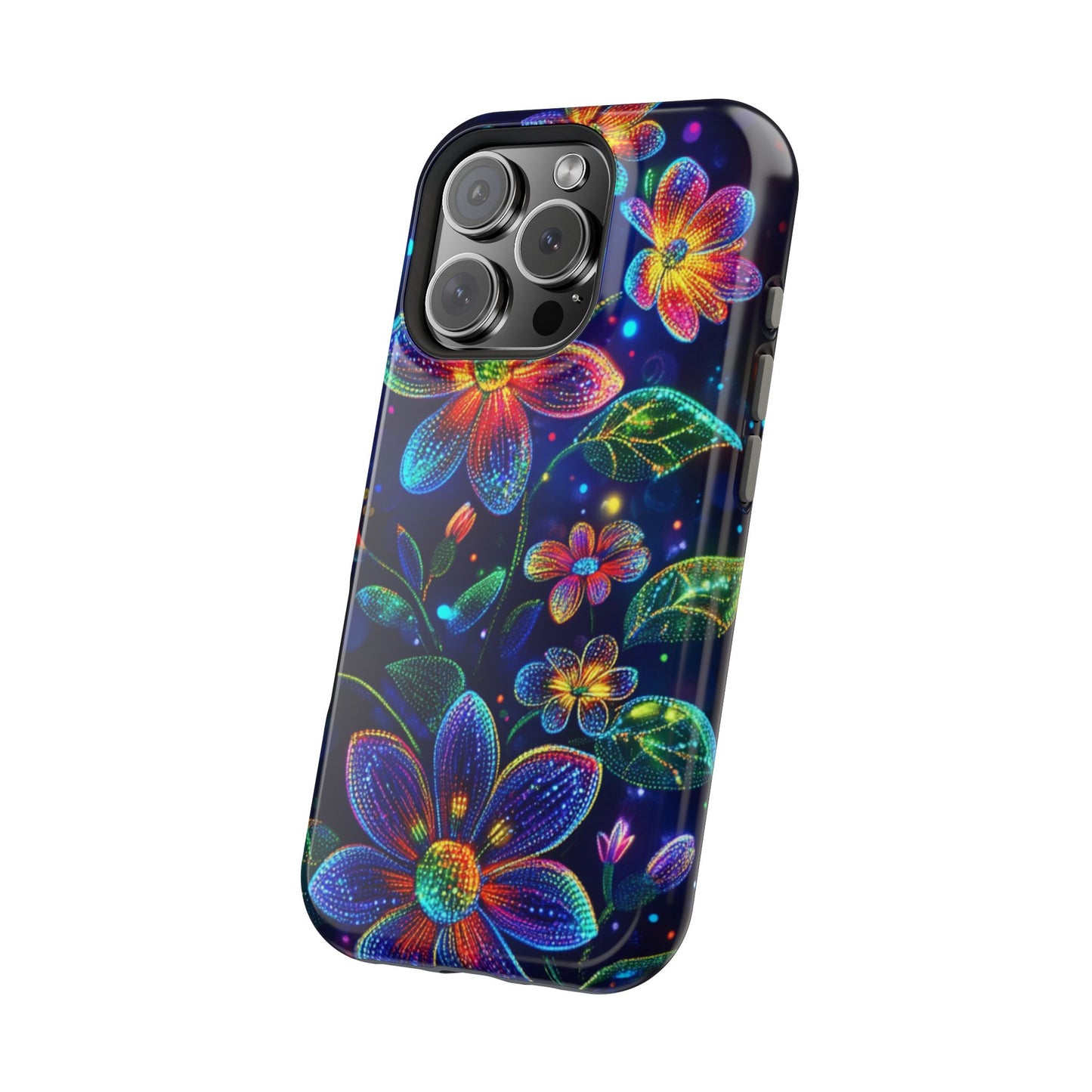 Flower Brite Lite Effect Magnetic Tough Cases, MagSafe, iPhone 16 15 14 13