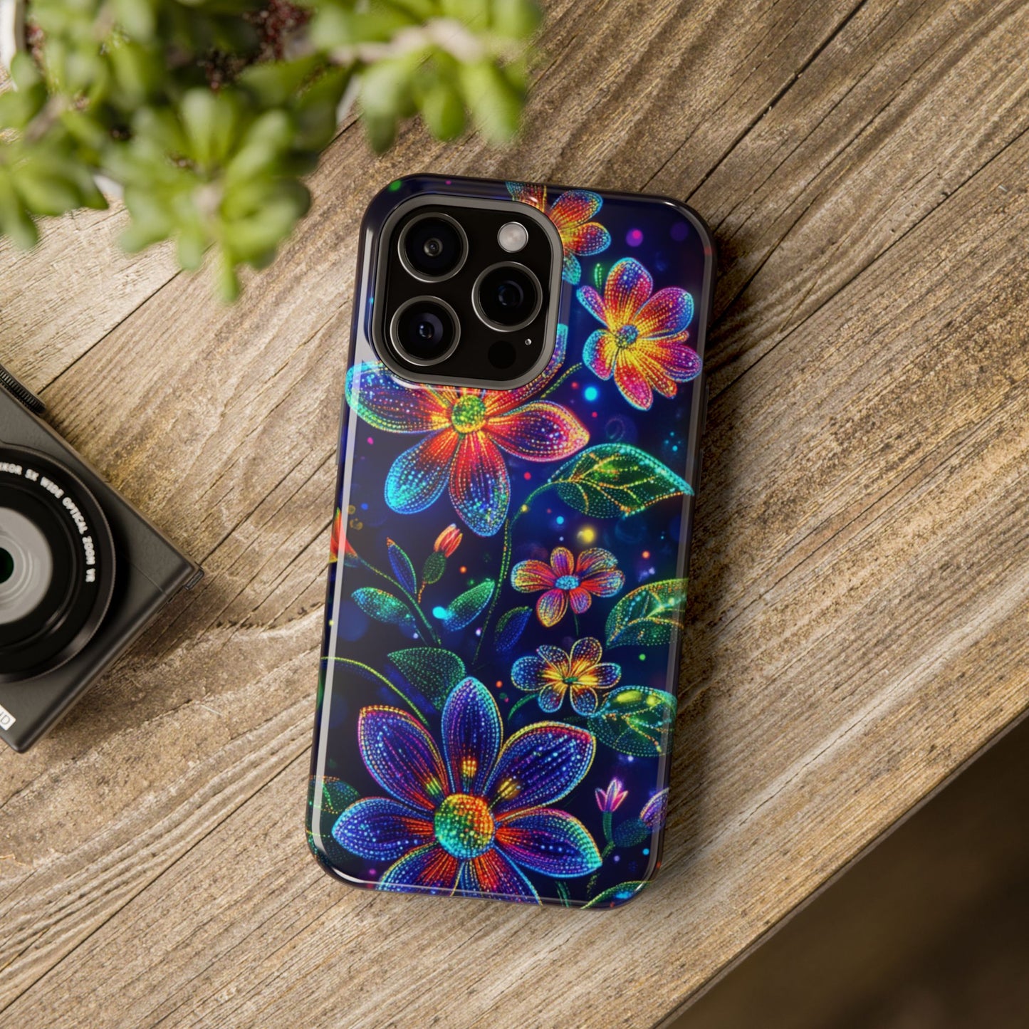 Flower Brite Lite Effect Magnetic Tough Cases, MagSafe, iPhone 16 15 14 13