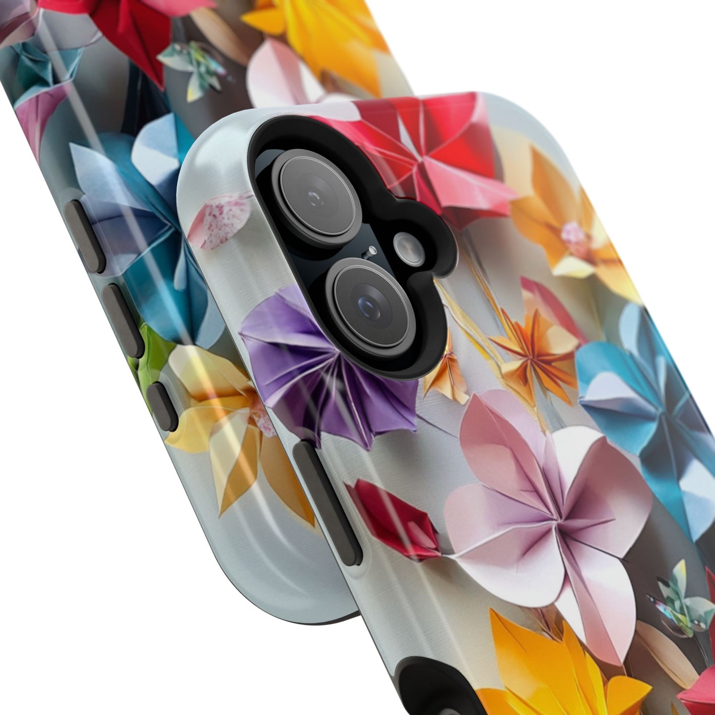 Flower Oragami Effect Magnetic Tough Case, MagSafe, iPhone 16 15 14 13