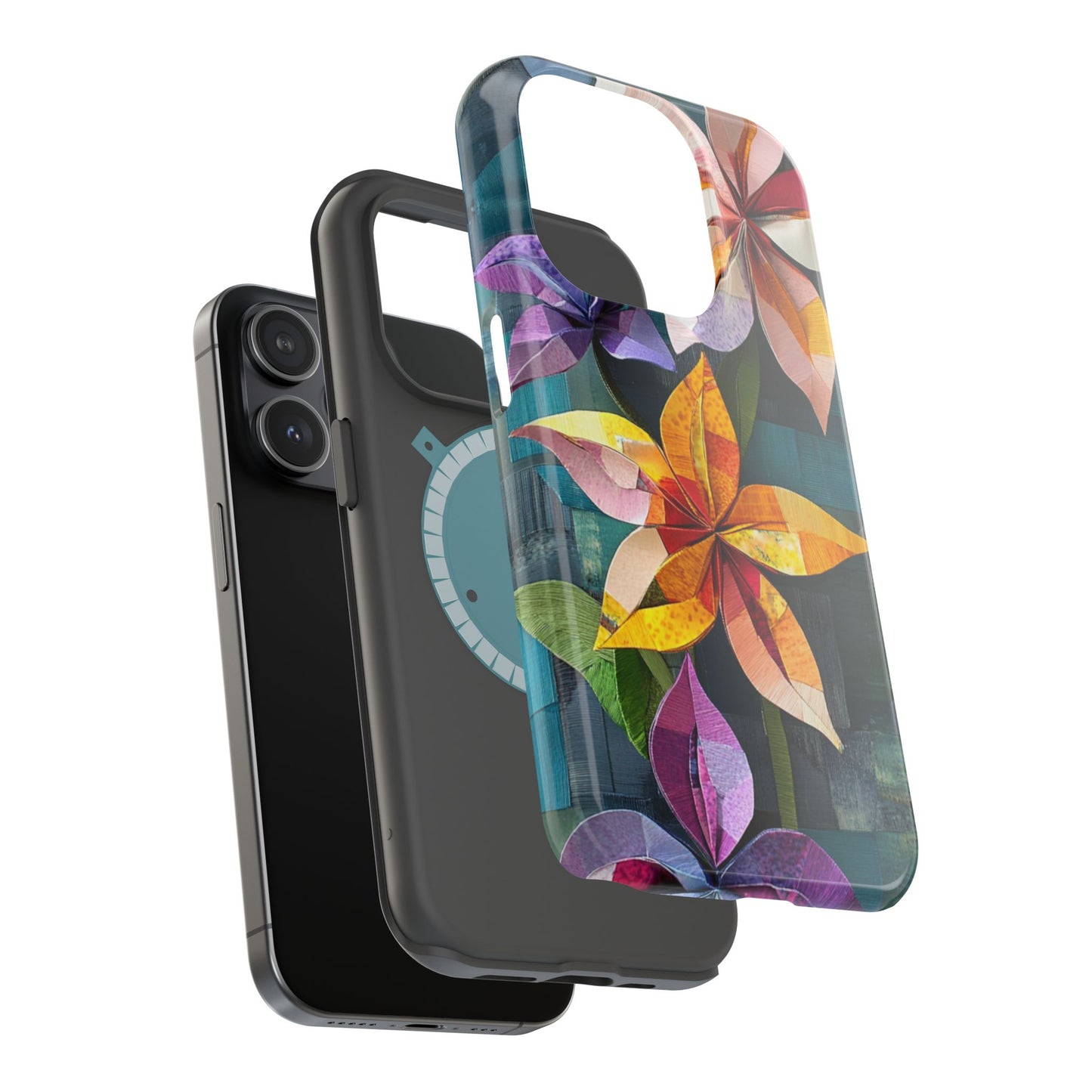 Bright Artistic Flower Magnetic Tough Cases, MagSafe, iPhone 16 15 14 13