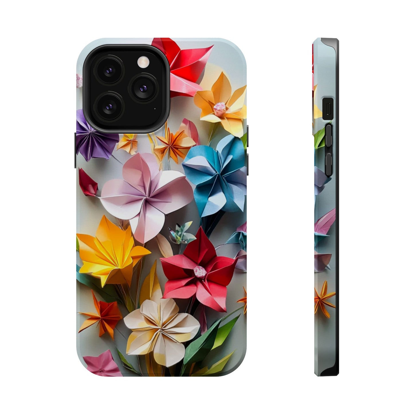 Flower Oragami Effect Magnetic Tough Case, MagSafe, iPhone 16 15 14 13