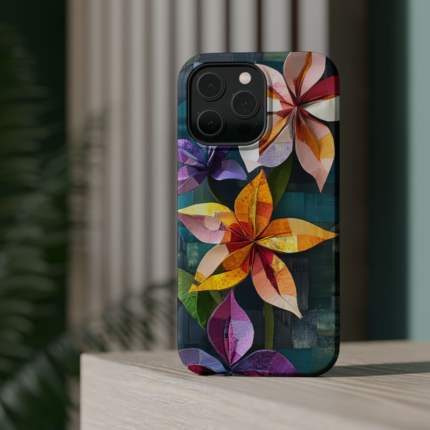 Bright Artistic Flower Magnetic Tough Cases, MagSafe, iPhone 16 15 14 13