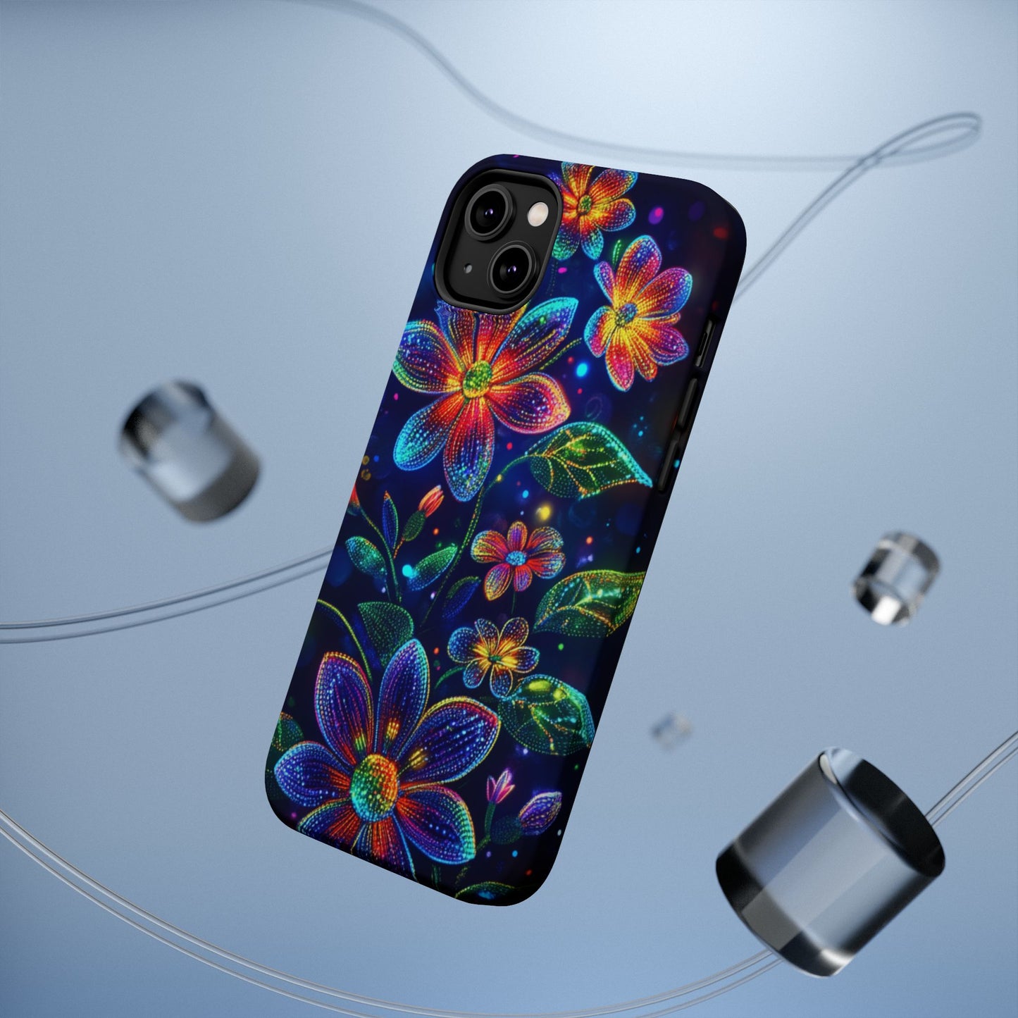 Flower Brite Lite Effect Magnetic Tough Cases, MagSafe, iPhone 16 15 14 13