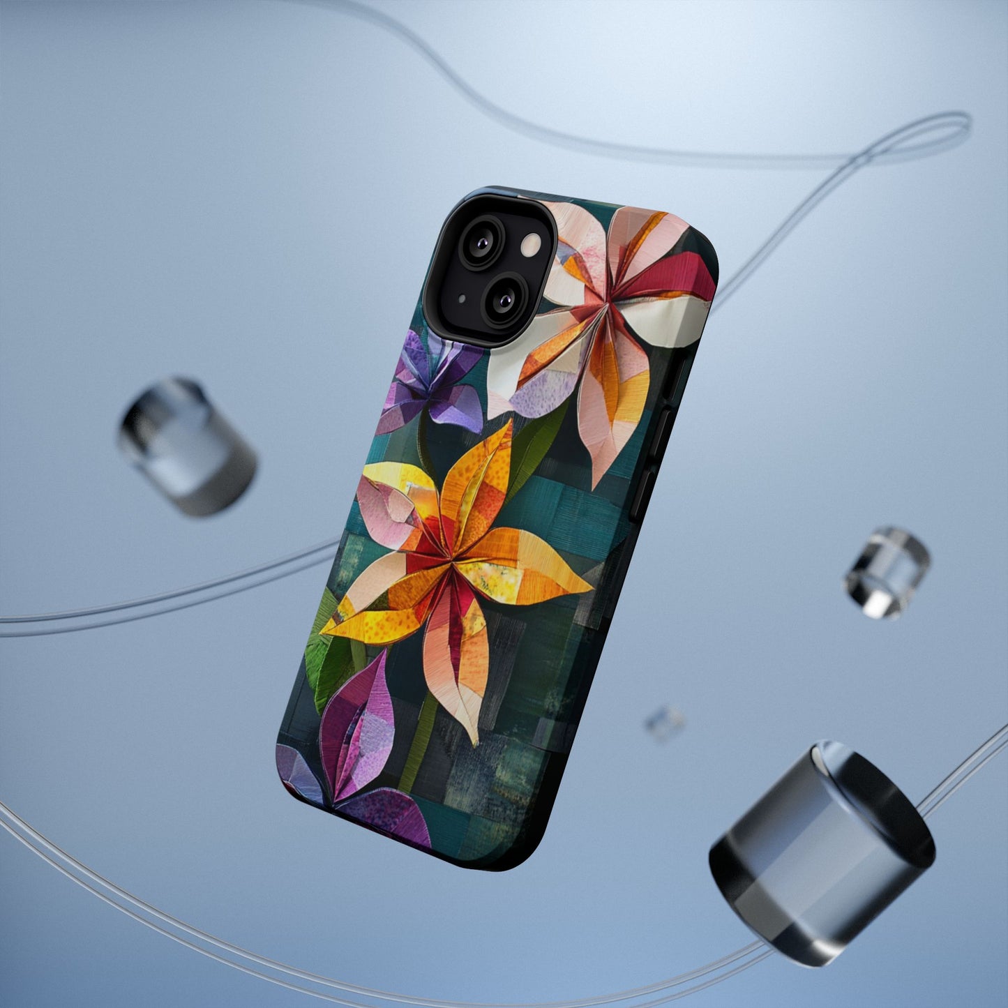 Bright Artistic Flower Magnetic Tough Cases, MagSafe, iPhone 16 15 14 13