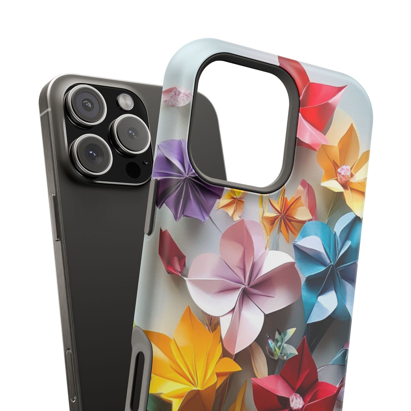 Flower Oragami Effect Magnetic Tough Case, MagSafe, iPhone 16 15 14 13