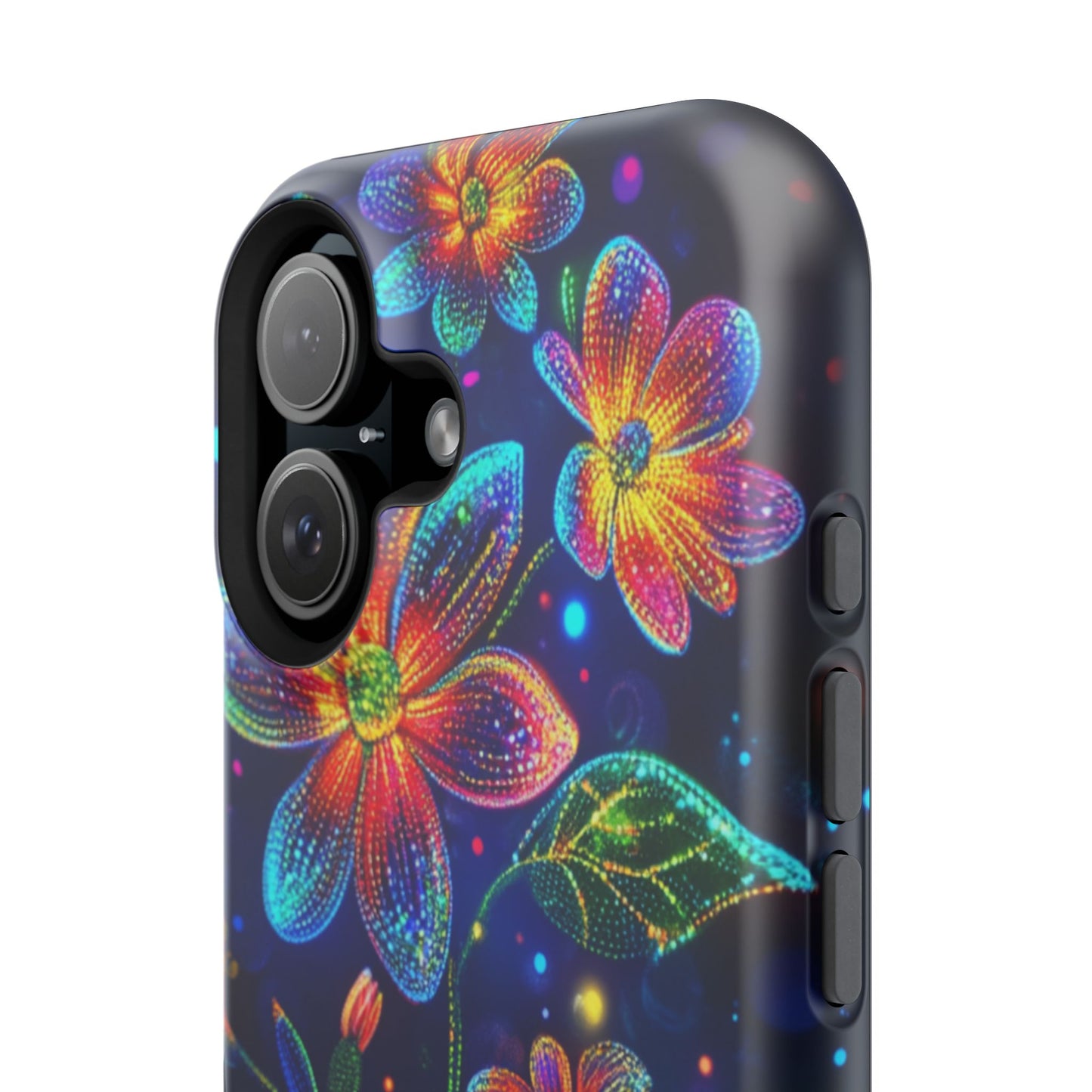 Flower Brite Lite Effect Magnetic Tough Cases, MagSafe, iPhone 16 15 14 13