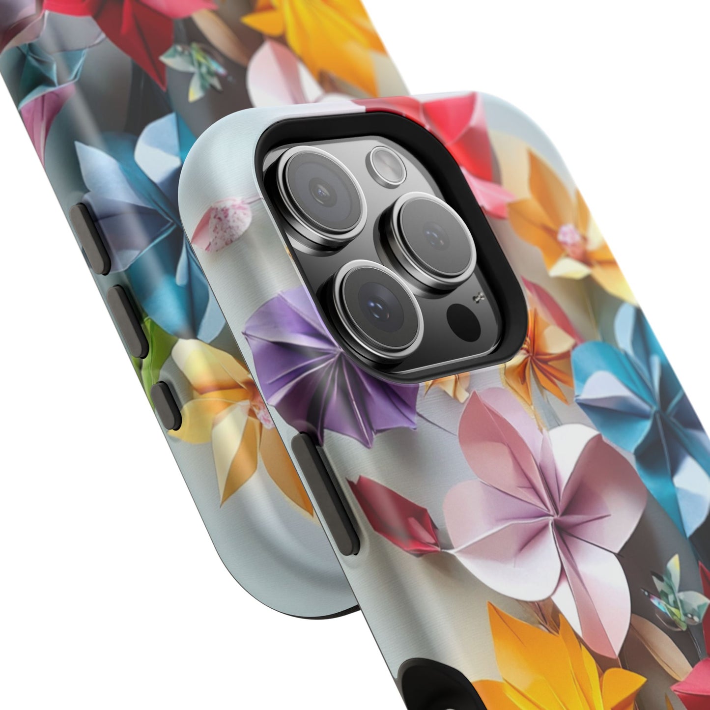 Flower Oragami Effect Magnetic Tough Case, MagSafe, iPhone 16 15 14 13