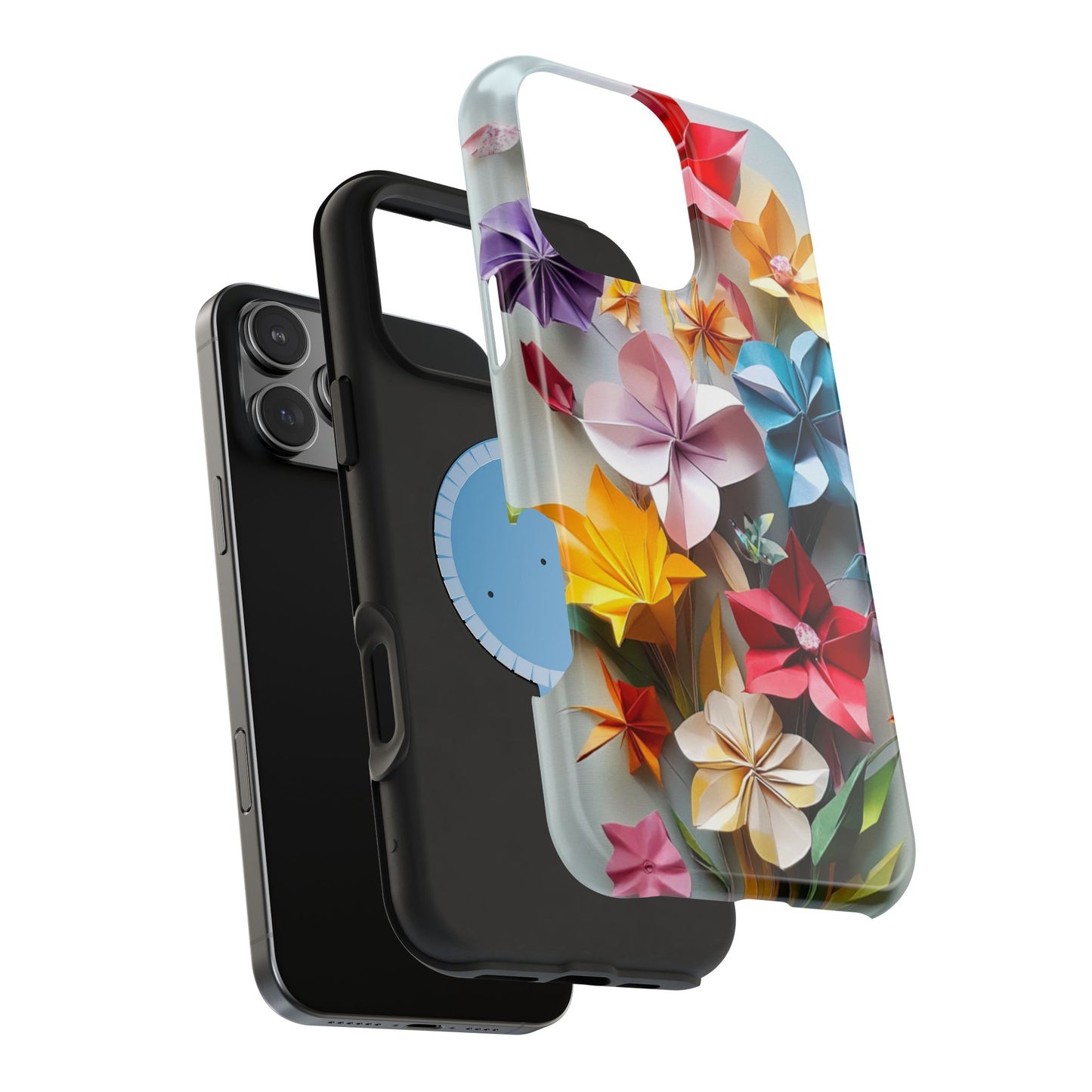 Flower Oragami Effect Magnetic Tough Case, MagSafe, iPhone 16 15 14 13