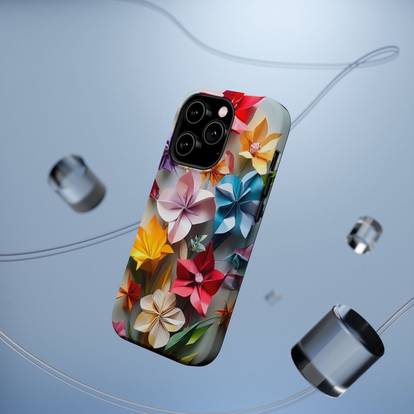 Flower Oragami Effect Magnetic Tough Case, MagSafe, iPhone 16 15 14 13