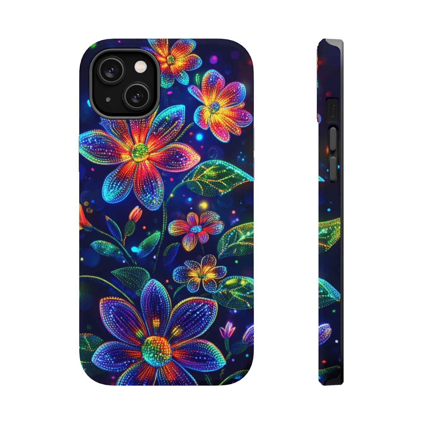 Flower Brite Lite Effect Magnetic Tough Cases, MagSafe, iPhone 16 15 14 13