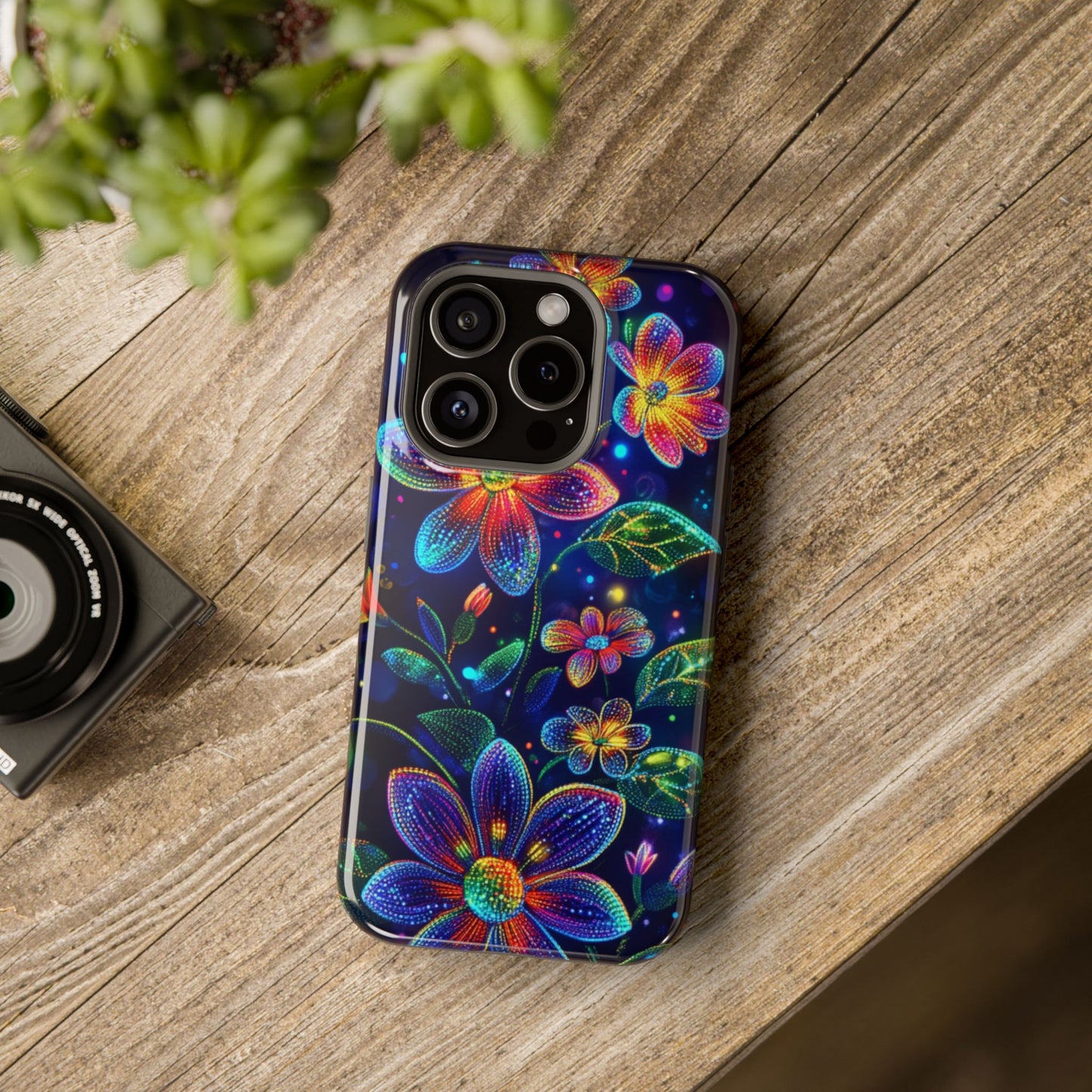 Flower Brite Lite Effect Magnetic Tough Cases, MagSafe, iPhone 16 15 14 13