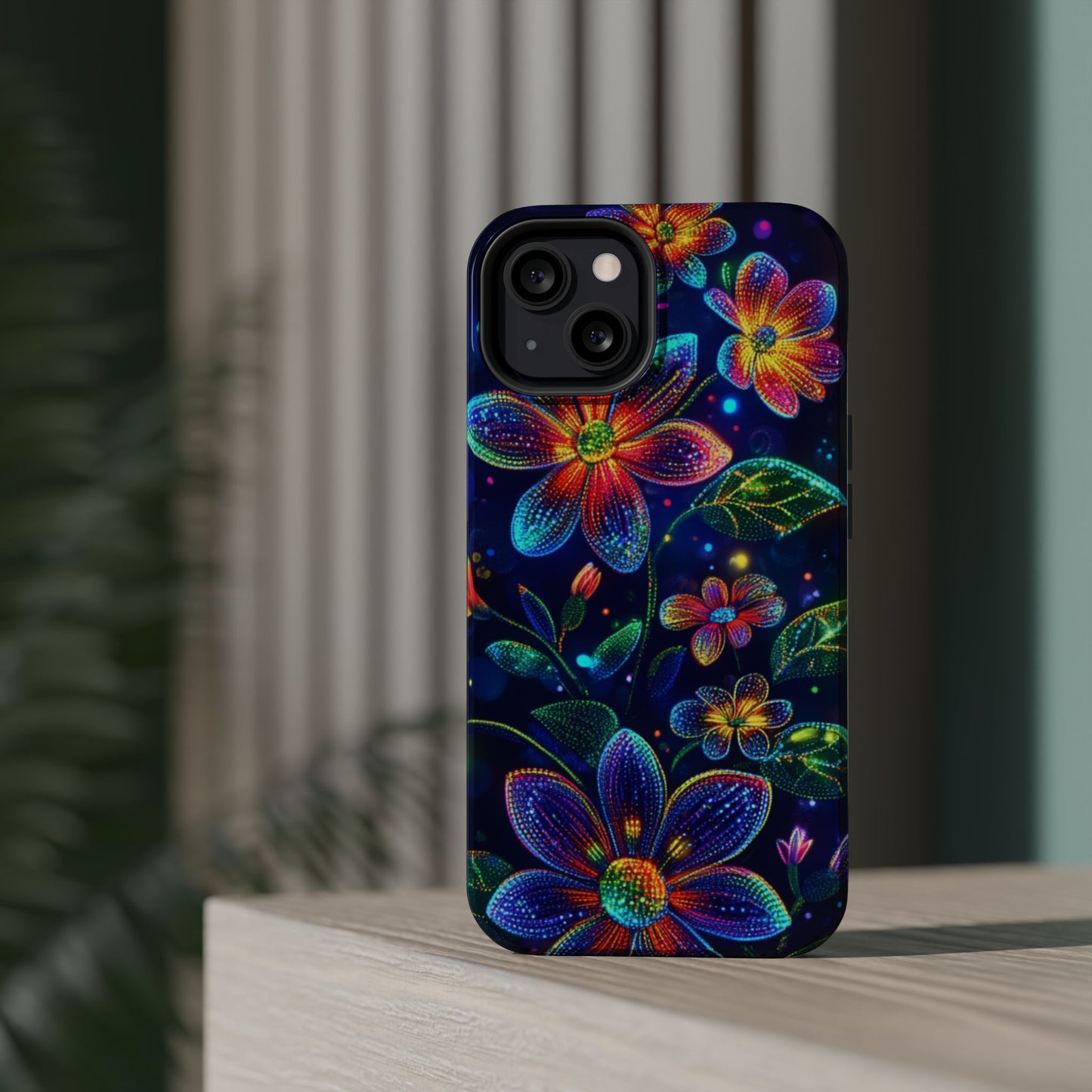 Flower Brite Lite Effect Magnetic Tough Cases, MagSafe, iPhone 16 15 14 13