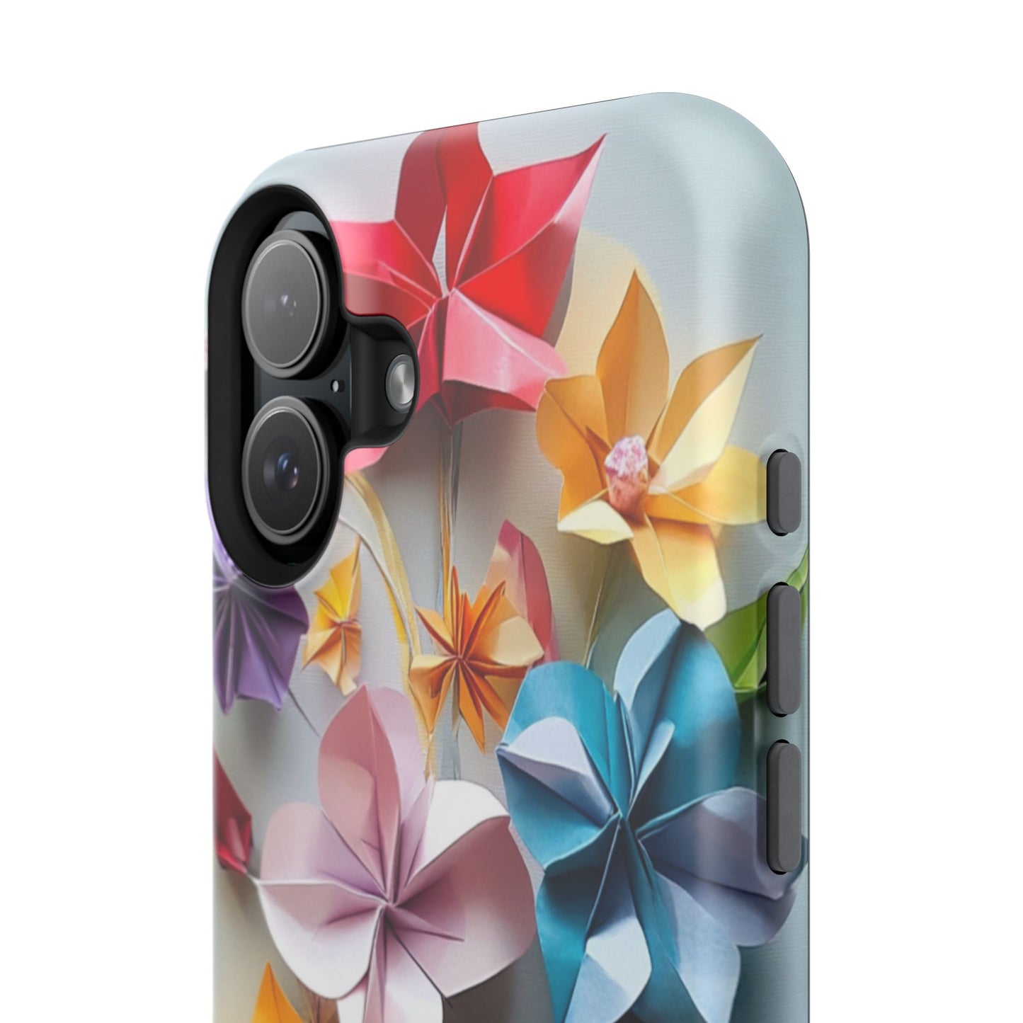 Flower Oragami Effect Magnetic Tough Case, MagSafe, iPhone 16 15 14 13