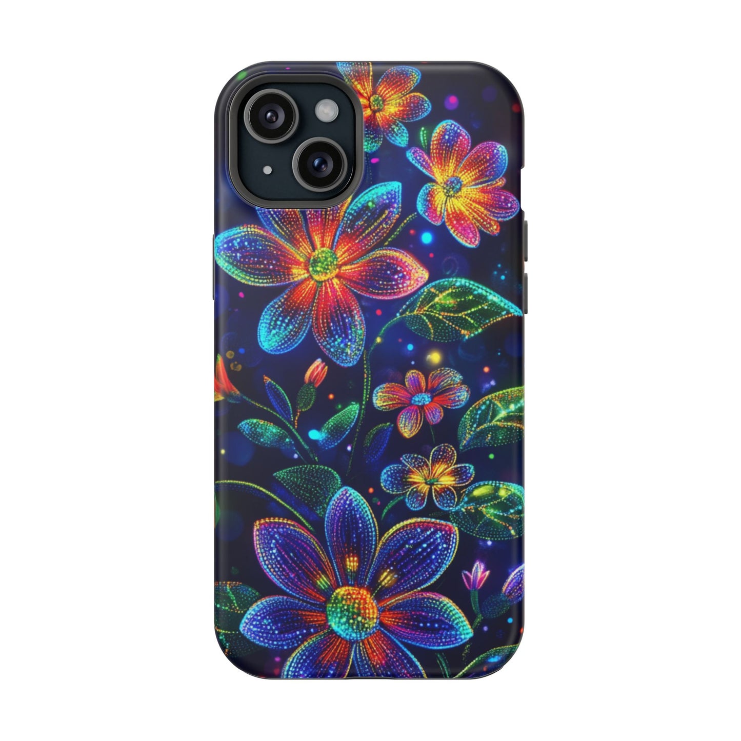 Flower Brite Lite Effect Magnetic Tough Cases, MagSafe, iPhone 16 15 14 13