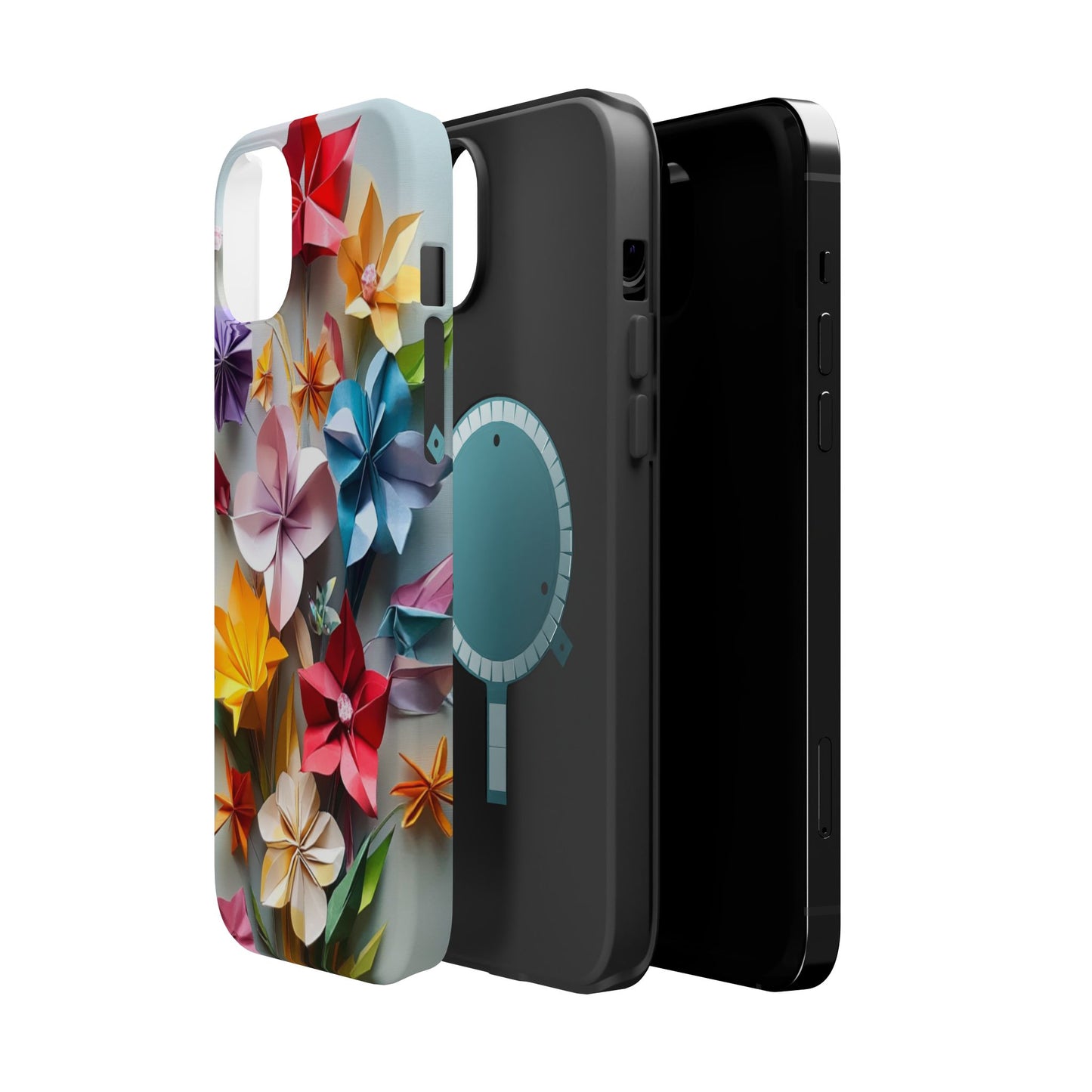 Flower Oragami Effect Magnetic Tough Case, MagSafe, iPhone 16 15 14 13