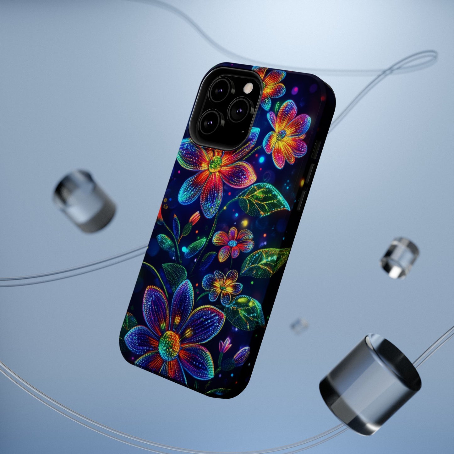 Flower Brite Lite Effect Magnetic Tough Cases, MagSafe, iPhone 16 15 14 13