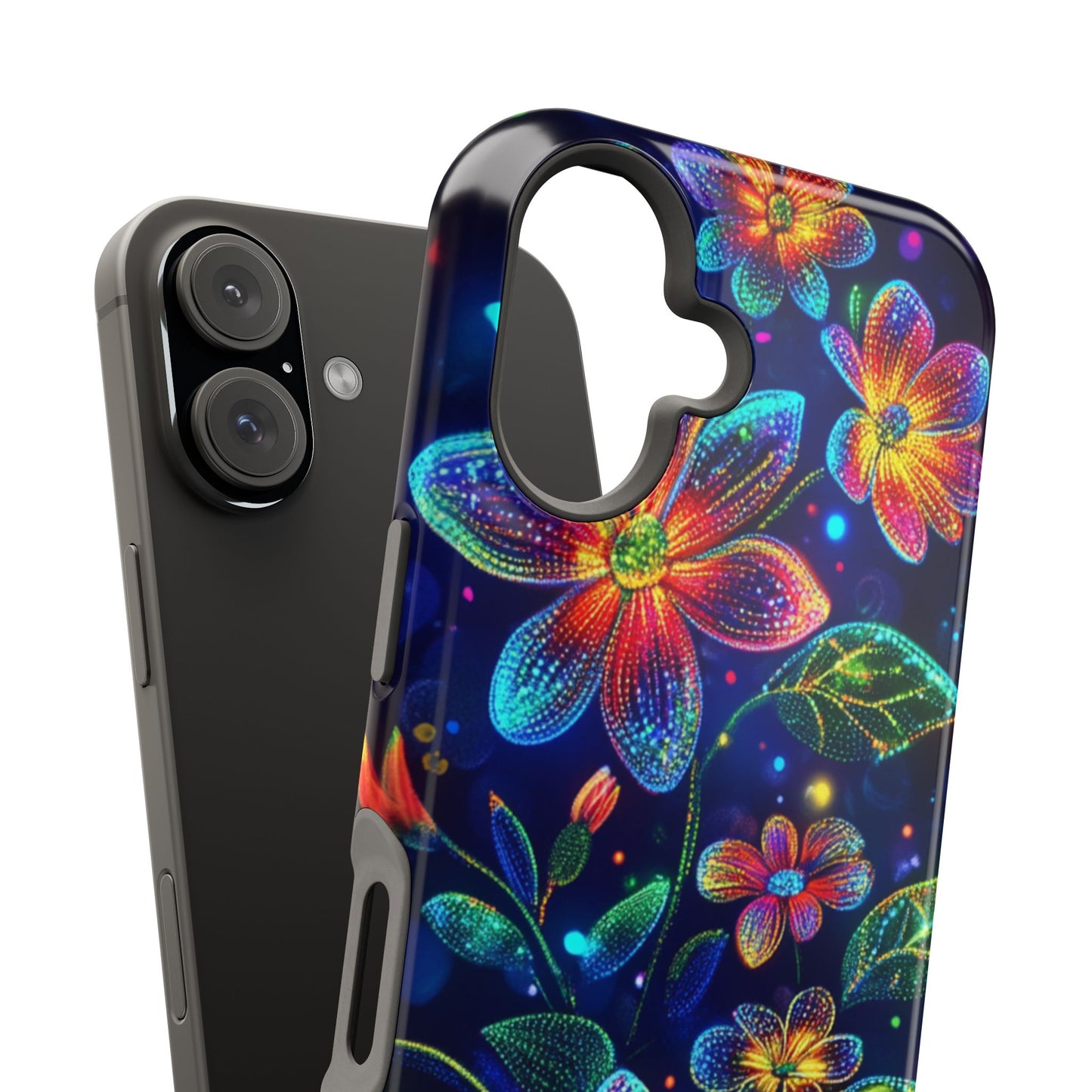 Flower Brite Lite Effect Magnetic Tough Cases, MagSafe, iPhone 16 15 14 13