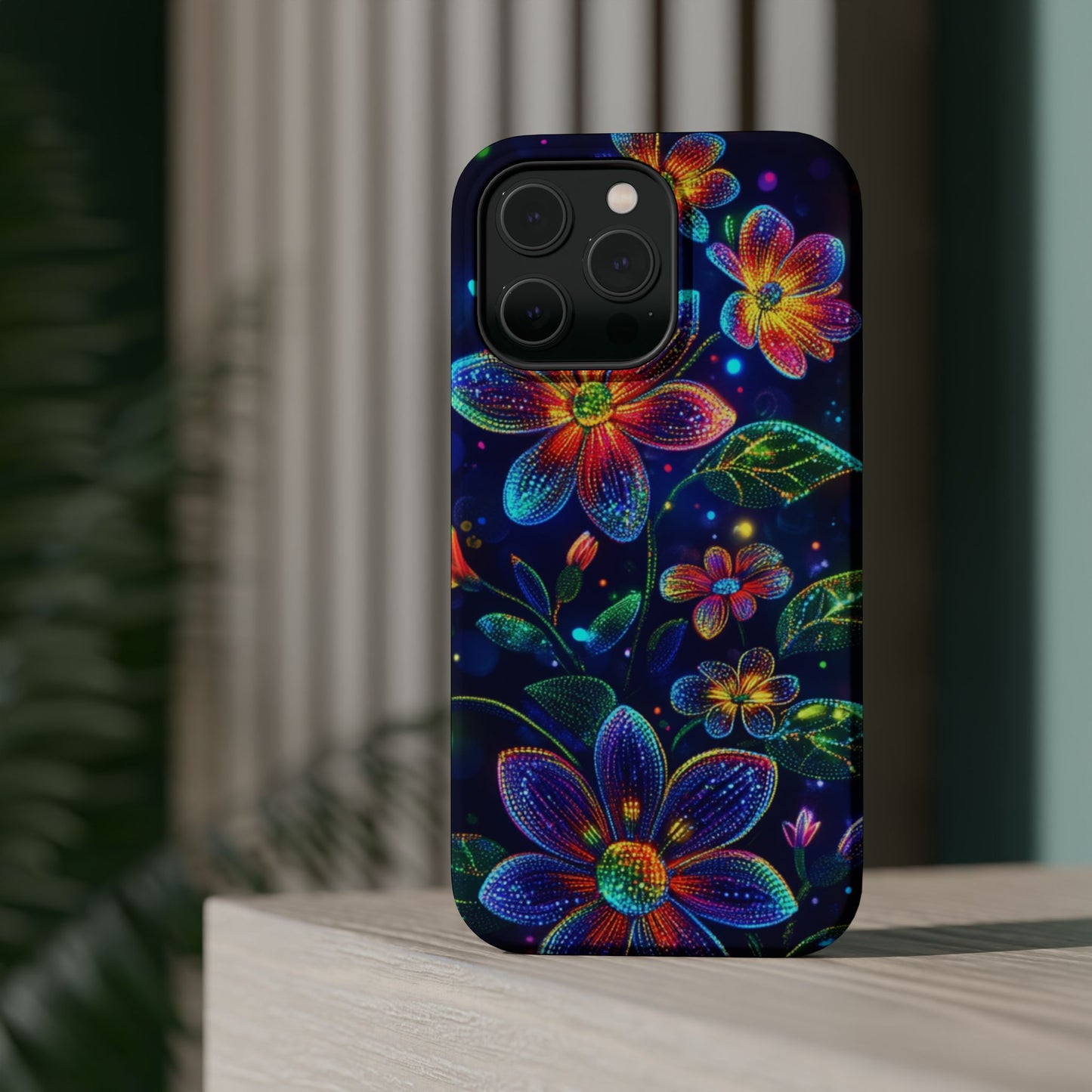 Flower Brite Lite Effect Magnetic Tough Cases, MagSafe, iPhone 16 15 14 13