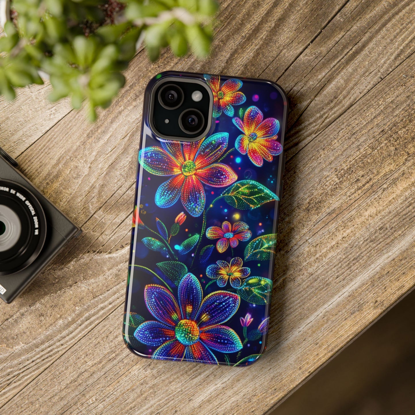 Flower Brite Lite Effect Magnetic Tough Cases, MagSafe, iPhone 16 15 14 13