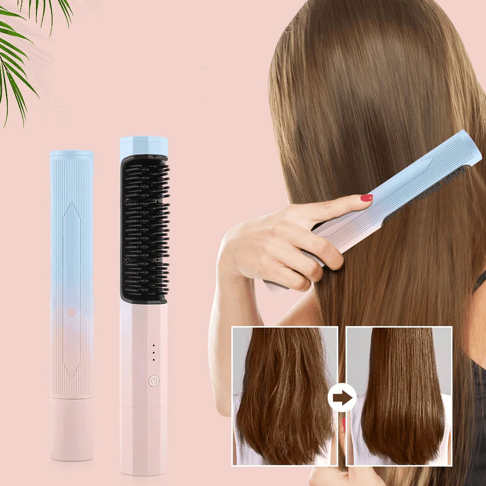 Portable Wireless USB 2 in 1 Straightening Hairbrush Brush