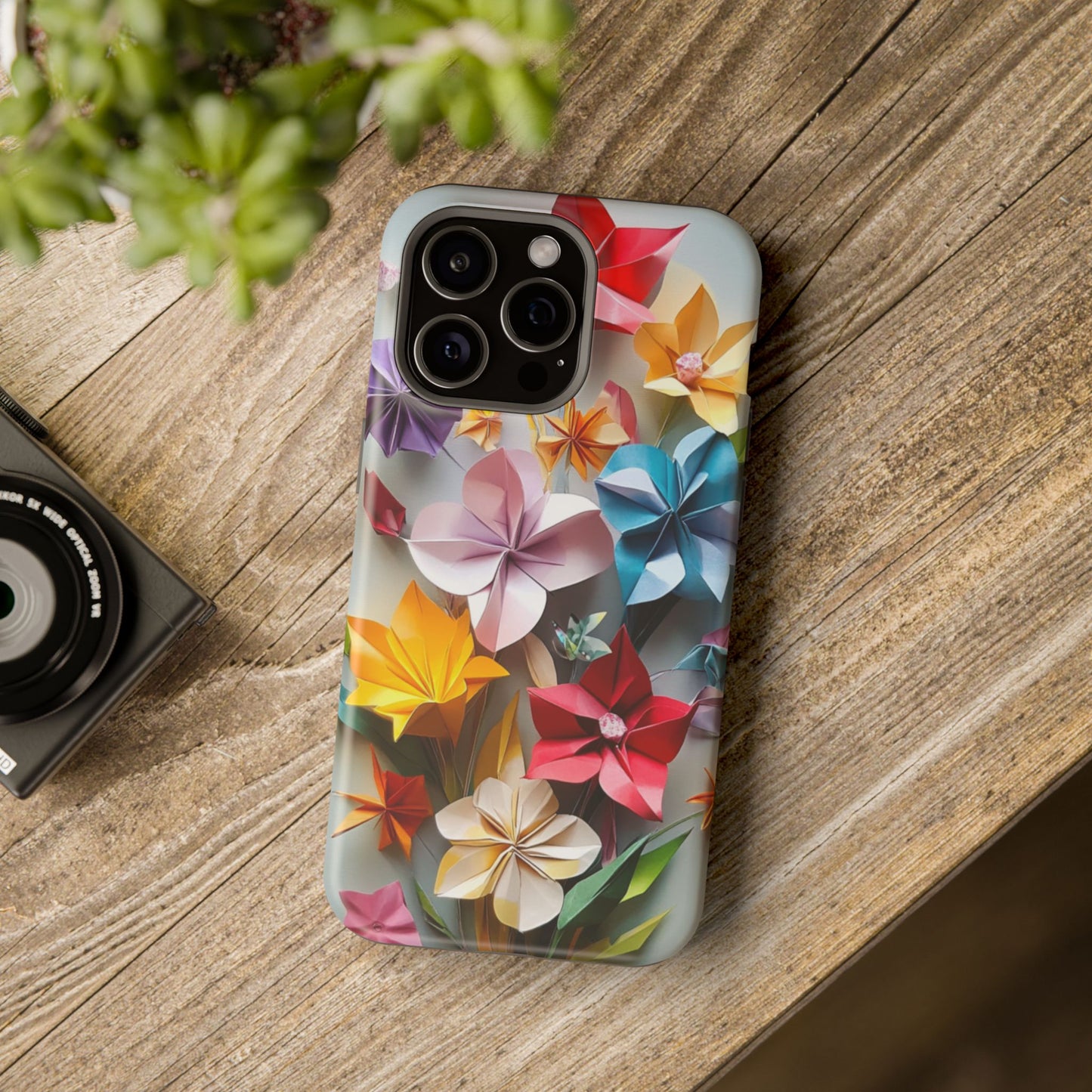 Flower Oragami Effect Magnetic Tough Case, MagSafe, iPhone 16 15 14 13