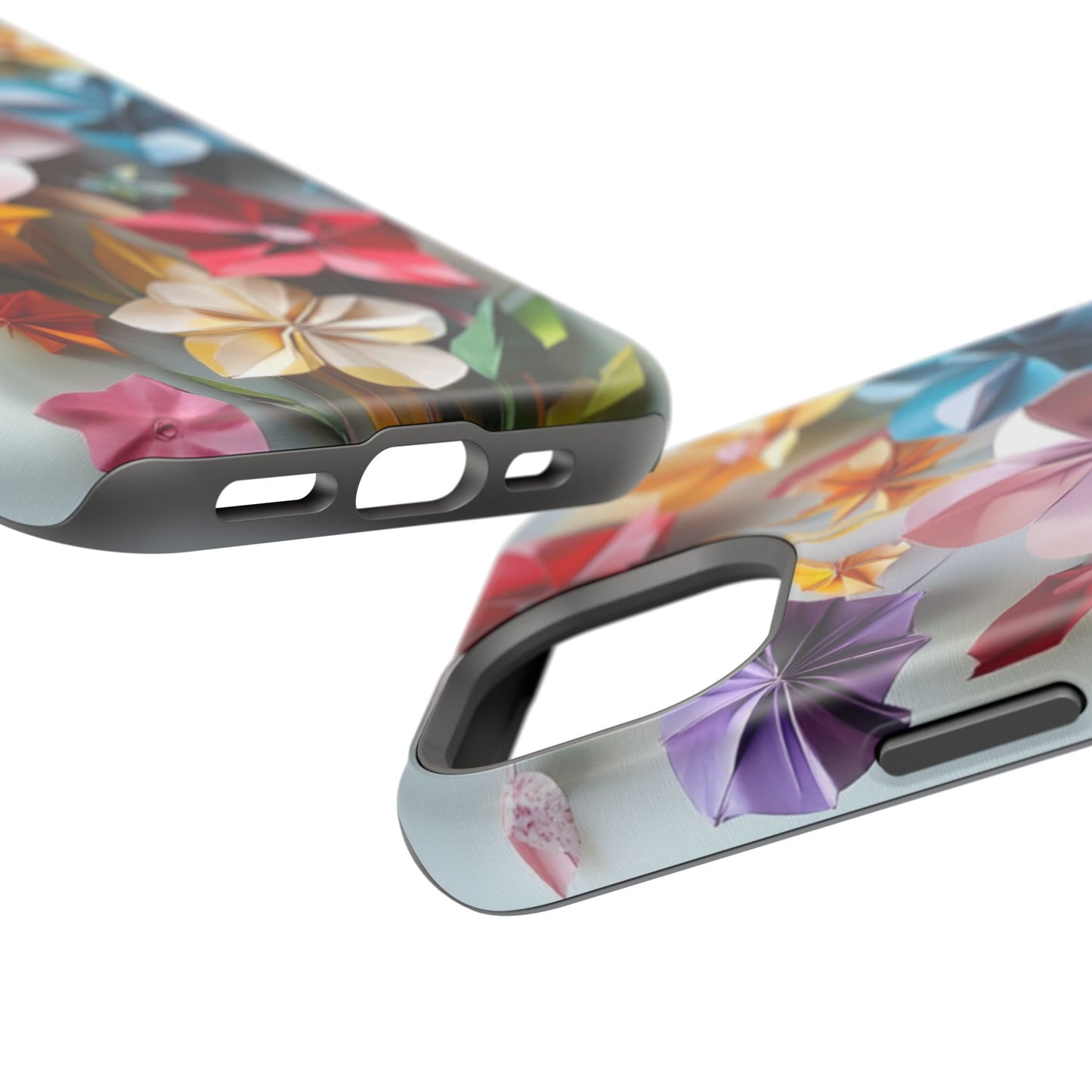 Flower Oragami Effect Magnetic Tough Case, MagSafe, iPhone 16 15 14 13