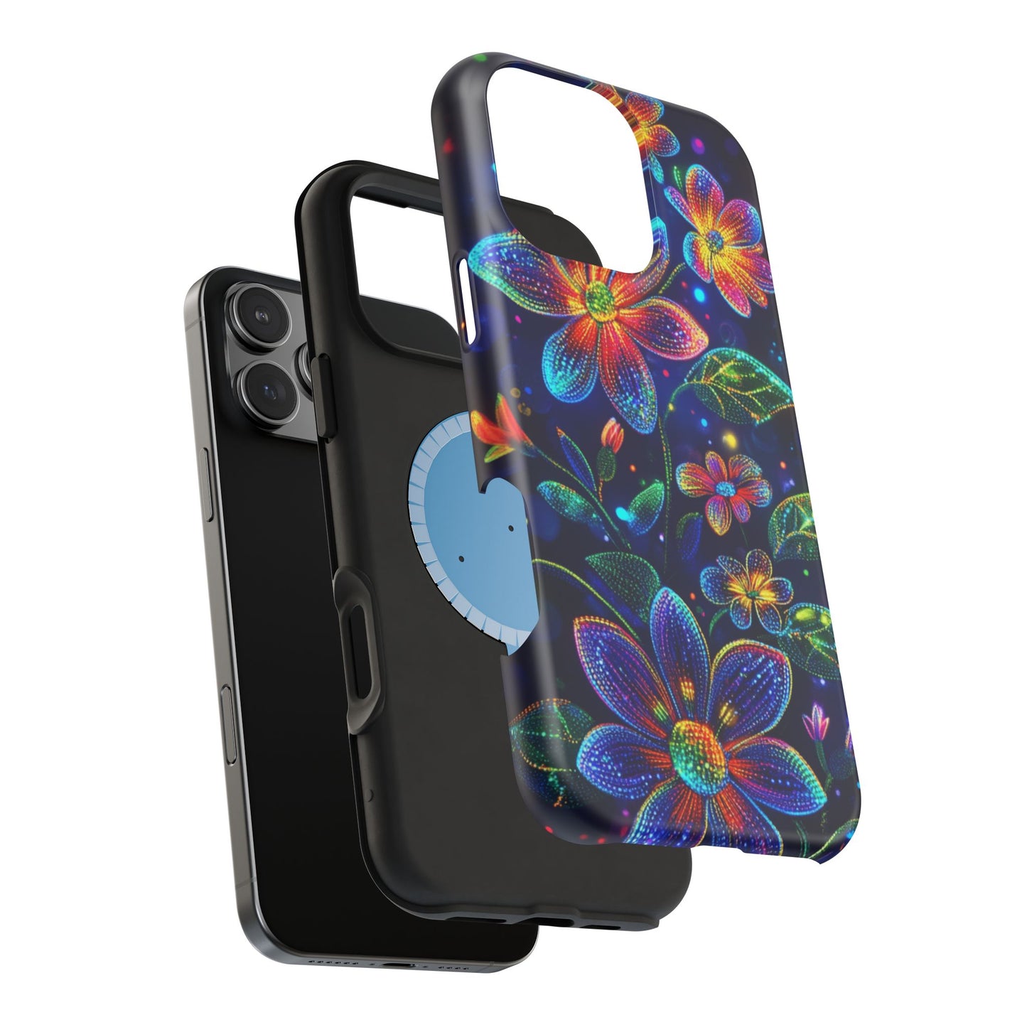 Flower Brite Lite Effect Magnetic Tough Cases, MagSafe, iPhone 16 15 14 13