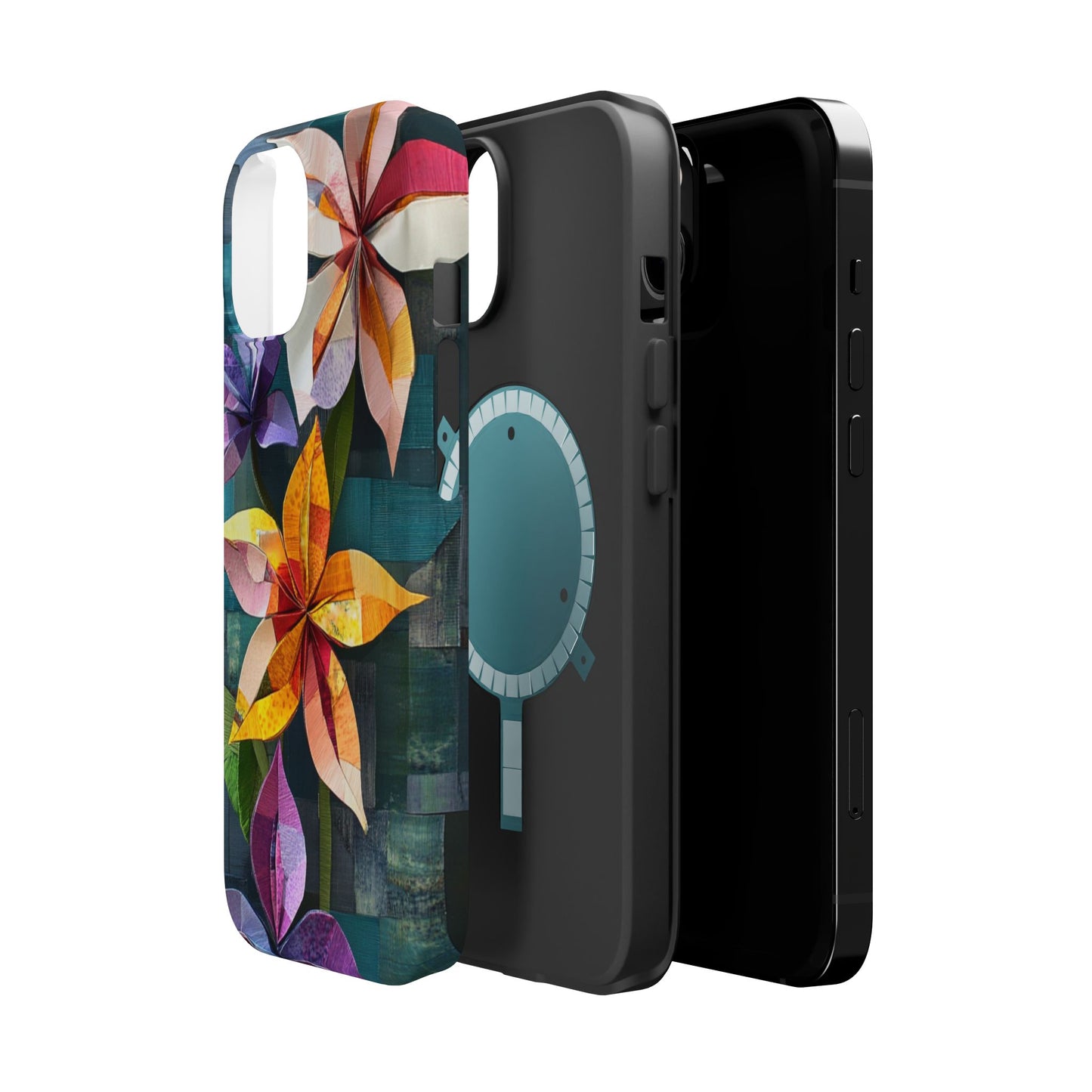 Bright Artistic Flower Magnetic Tough Cases, MagSafe, iPhone 16 15 14 13