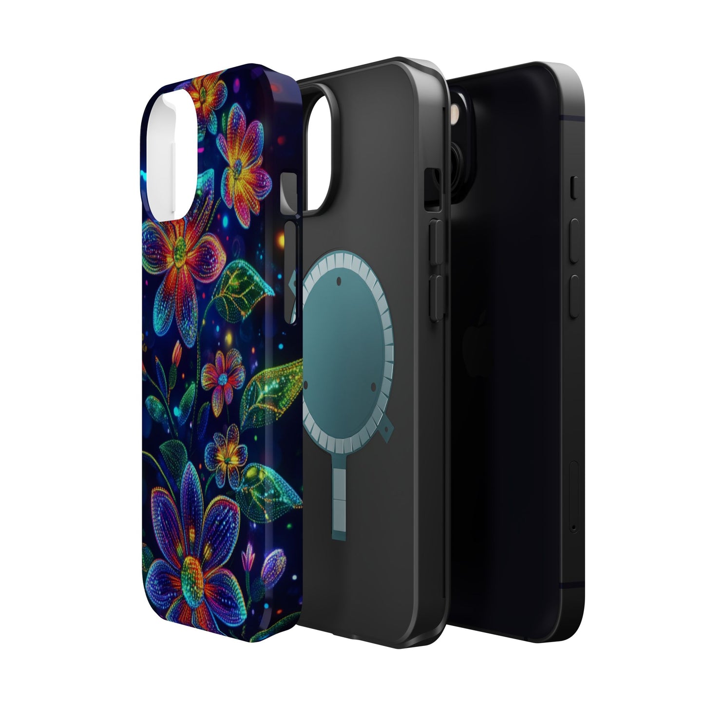 Flower Brite Lite Effect Magnetic Tough Cases, MagSafe, iPhone 16 15 14 13