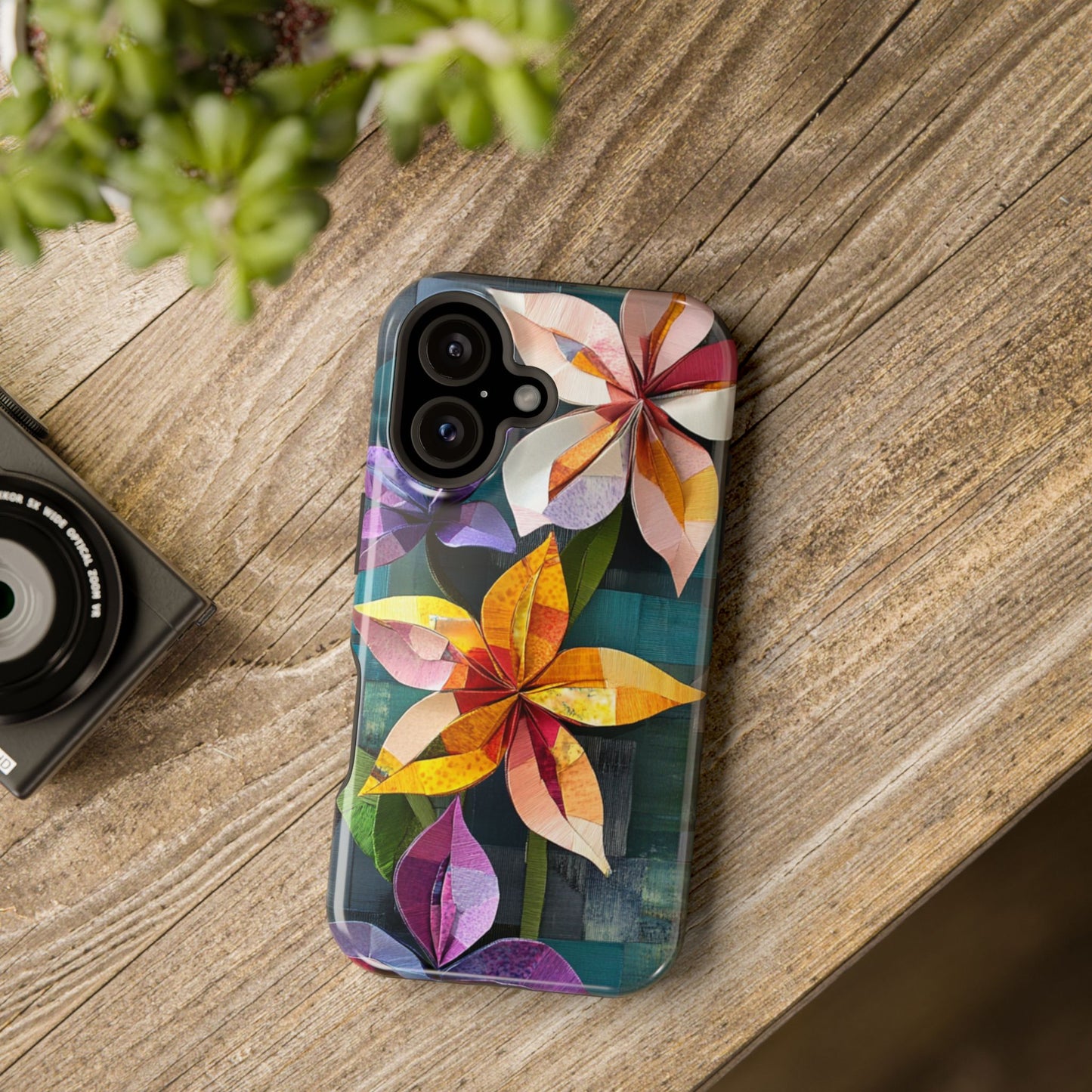 Bright Artistic Flower Magnetic Tough Cases, MagSafe, iPhone 16 15 14 13