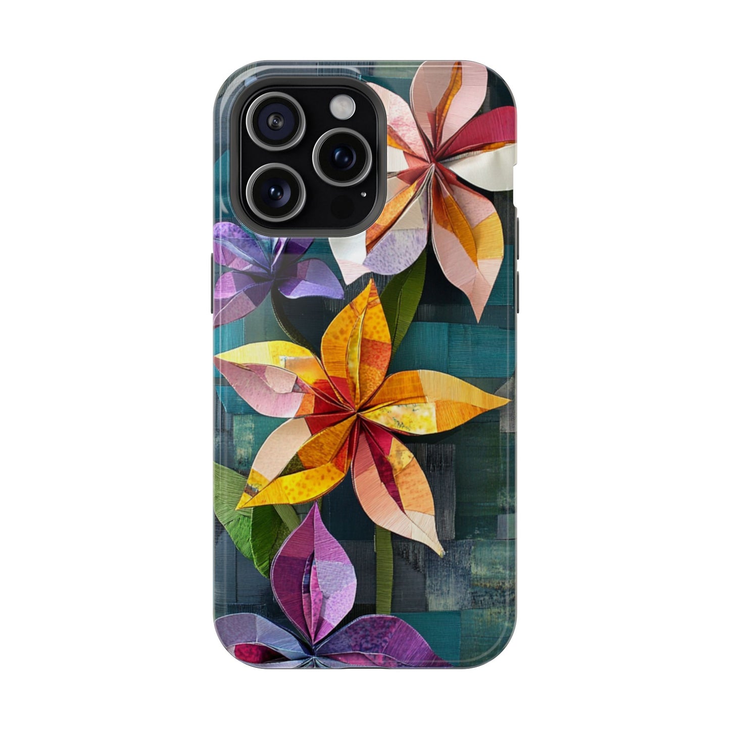 Bright Artistic Flower Magnetic Tough Cases, MagSafe, iPhone 16 15 14 13