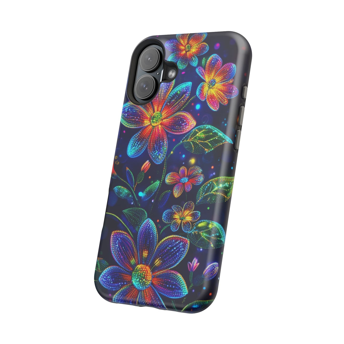 Flower Brite Lite Effect Magnetic Tough Cases, MagSafe, iPhone 16 15 14 13