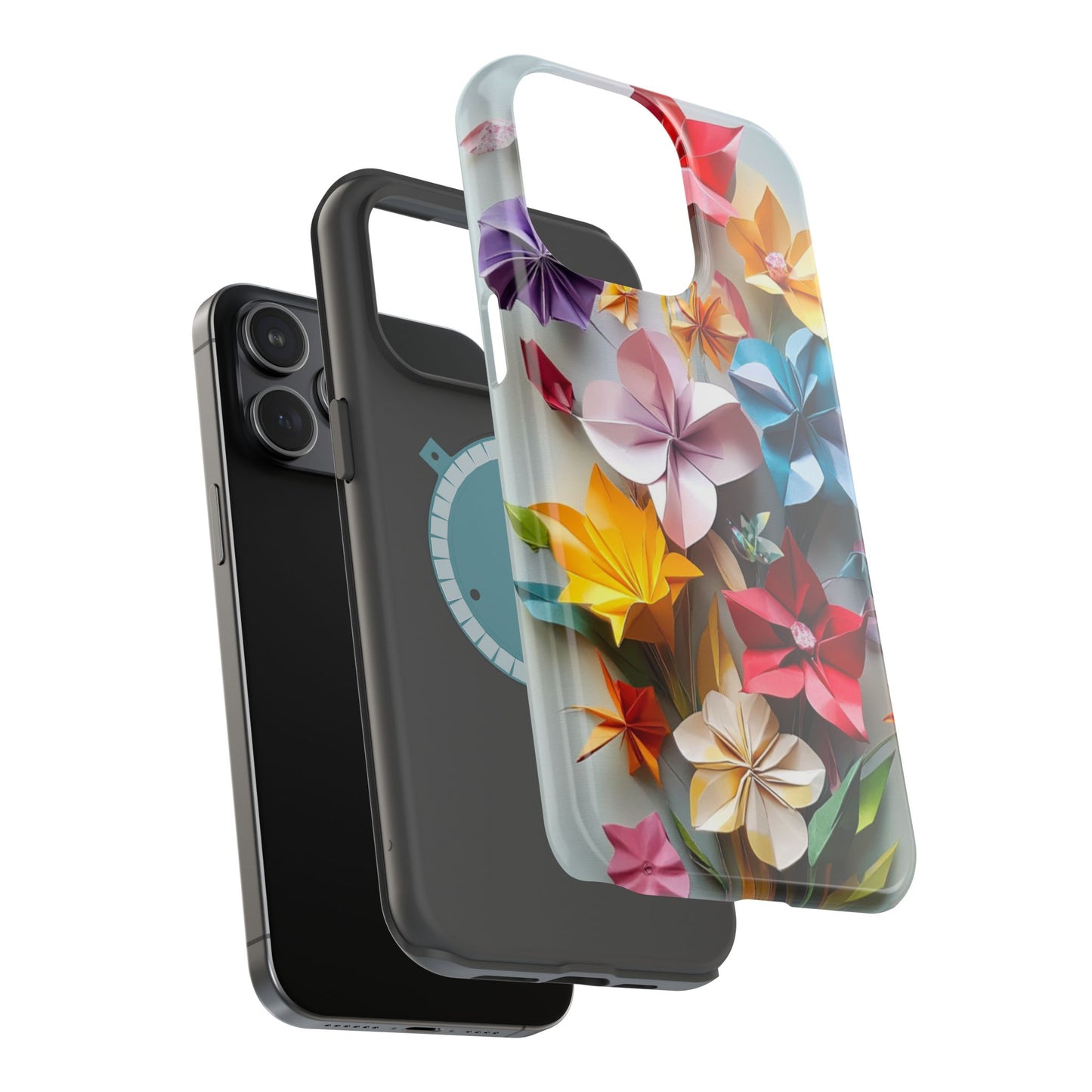 Flower Oragami Effect Magnetic Tough Case, MagSafe, iPhone 16 15 14 13