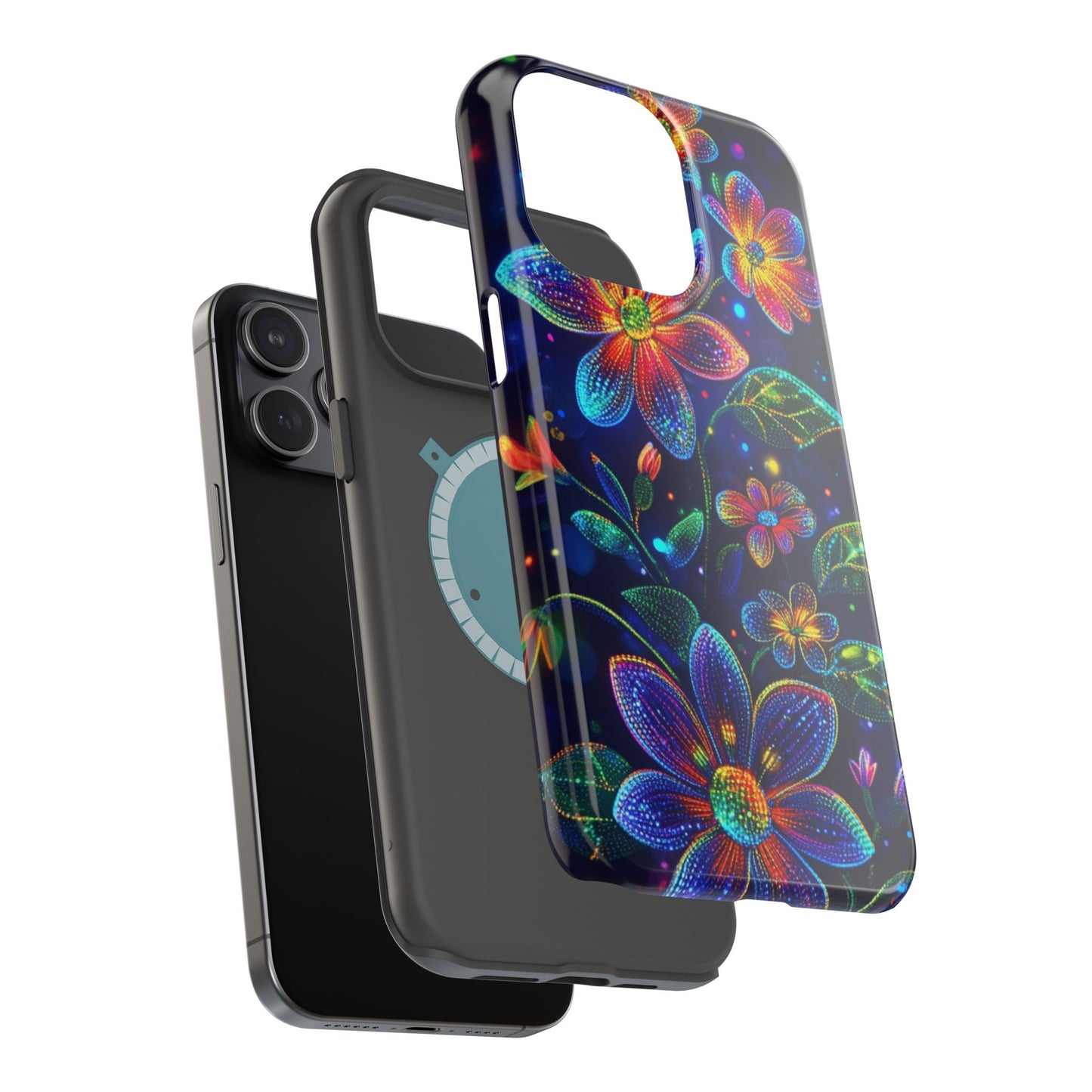 Flower Brite Lite Effect Magnetic Tough Cases, MagSafe, iPhone 16 15 14 13