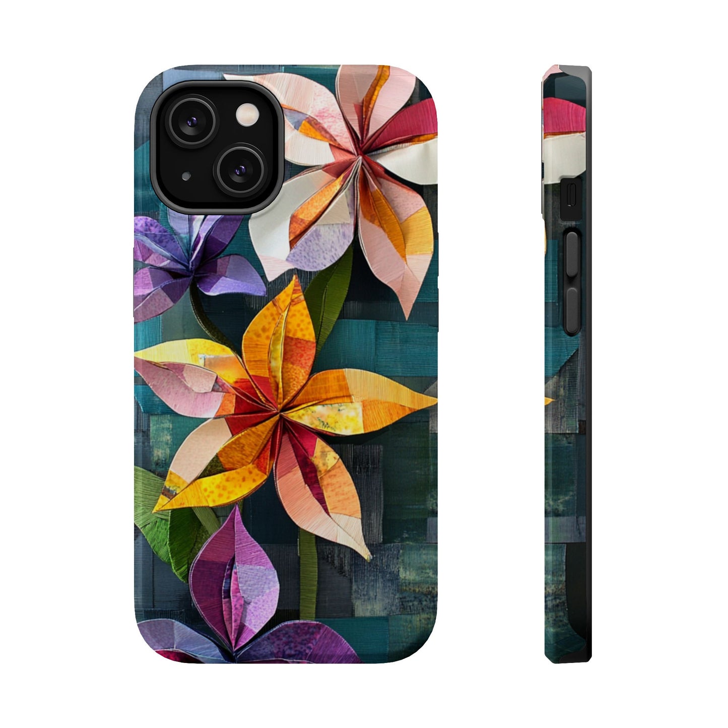 Bright Artistic Flower Magnetic Tough Cases, MagSafe, iPhone 16 15 14 13