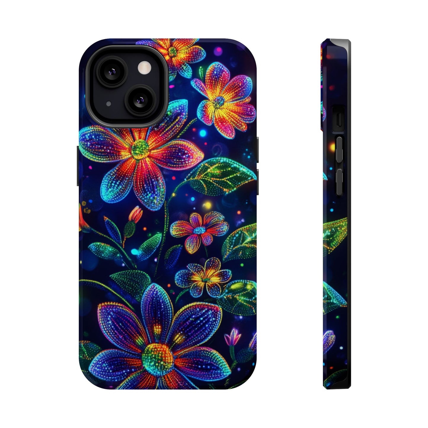 Flower Brite Lite Effect Magnetic Tough Cases, MagSafe, iPhone 16 15 14 13