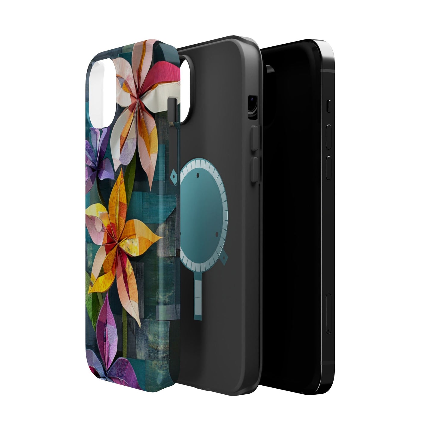 Bright Artistic Flower Magnetic Tough Cases, MagSafe, iPhone 16 15 14 13