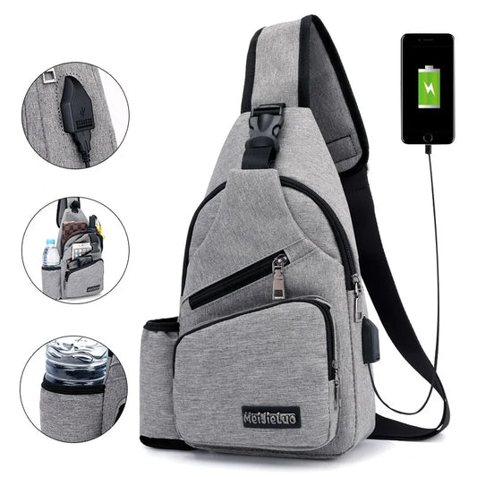 Sling Bag, Shoulder Bag, Chest Bag With USB Charging Port