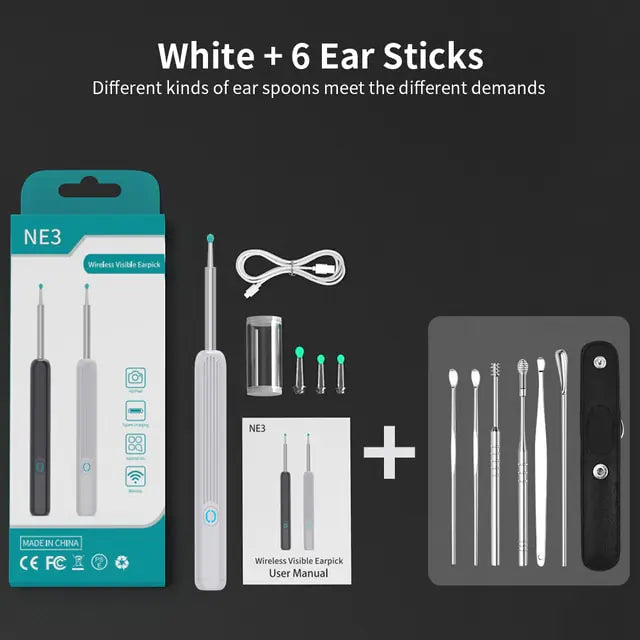 NATFIRE NE3 Ear Cleaner High Precision Ear Wax Removal Tool with Camera LED Light Wireless Otoscope Smart Ear Cleaning Kit