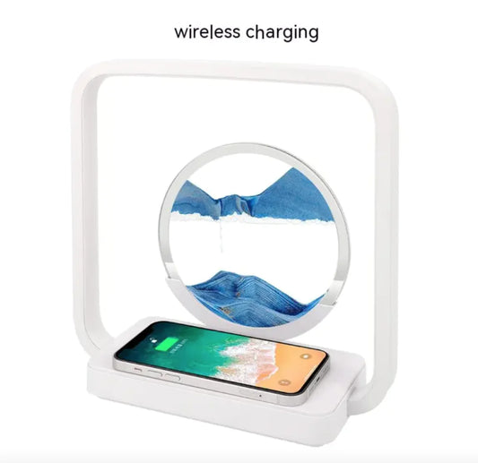 LED Quicksand Painting Night Lamp with Wireless Charger and USB